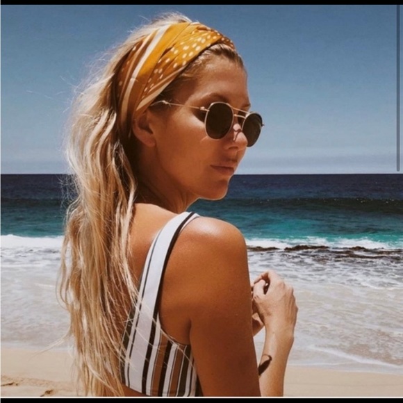 Free people Cleobella yellow dot silky top Marigold Oversized Scarf Wrap revolve - Picture 6 of 6